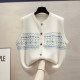 Cardigan round neck knitted vest vest women's sweater vest