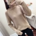 Phiên bản hàn quốc mùa thu đông mới tay áo raglan ve áo màu rắn chạm đáy áo sơ mi dài tay đan len thời trang nữ thanh mảnh - Áo len áo kiểu nữ đẹp tuổi 35 Áo len