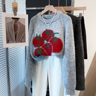 圆领毛衣女套头2025秋冬新款宽松慵懒风外穿针织衫内搭厚打底衫潮