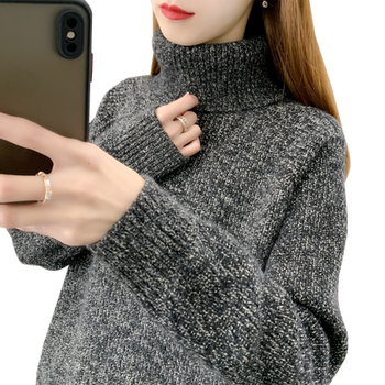 Turtleneck sweater, lazy style, thickened floral yarn bottoming shirt, trendy