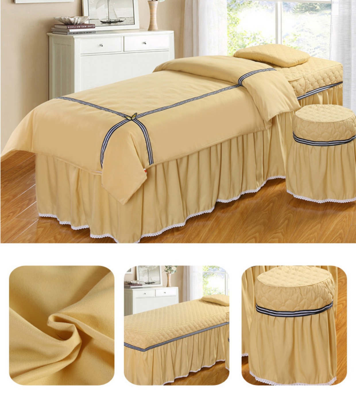 vẻ đẹp cao cấp mềm chăm sóc mát xa bedspread Plain đơn giản SPA chung hình thang đầu một gia đình bốn có thể được tùy chỉnh - Trang bị tấm mẫu ga trải giường spa