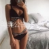 Aliex Châu Âu và Hoa Kỳ áo tắm gợi cảm bikini đen chữ bikini cỡ ngực buộc dây áo tắm điểm nóng mùa xuân Bikinis