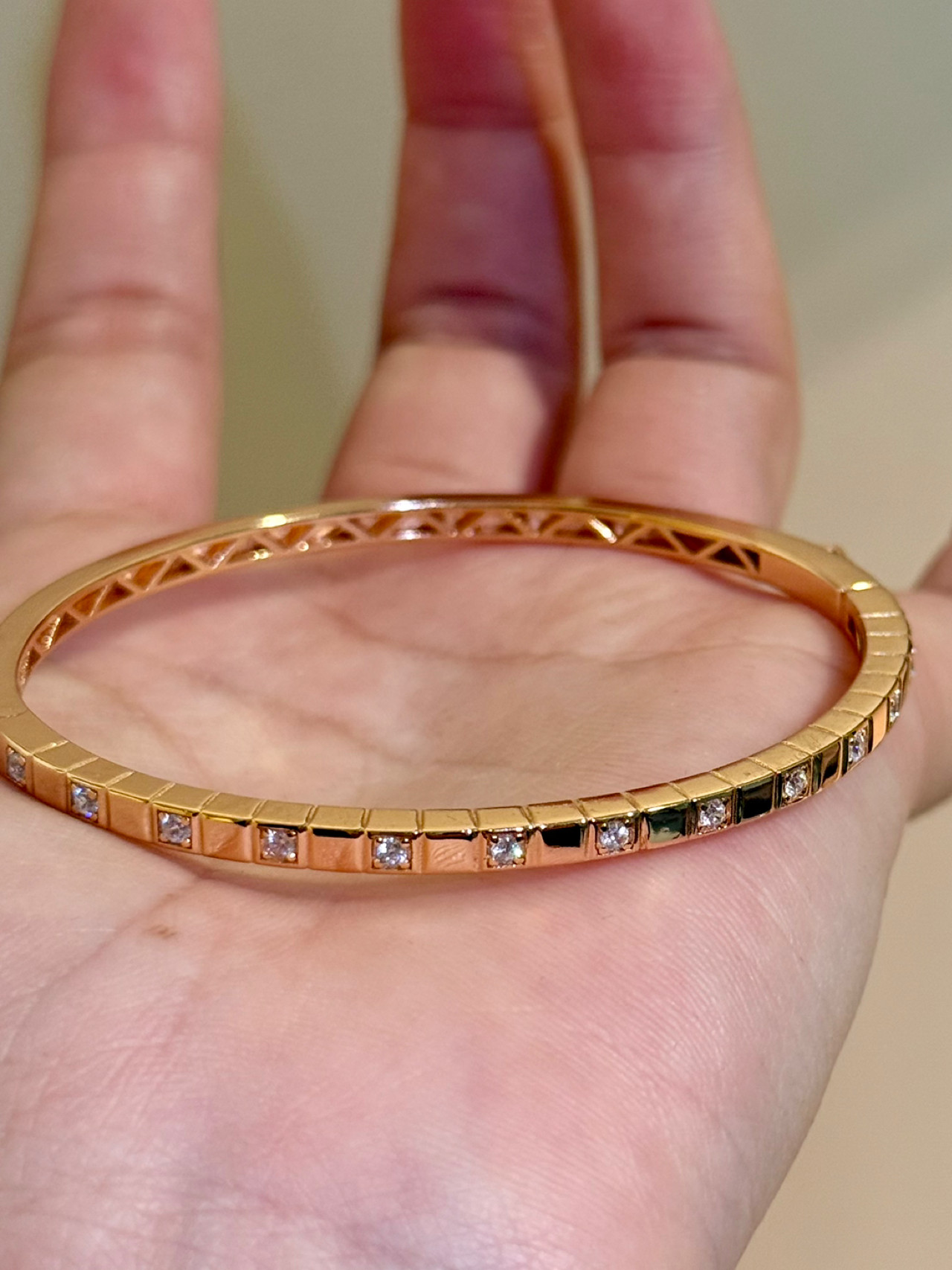 银饰手镯 蕾迪【冰块方糖手镯】手工定制s925银镀真金蜂巢方块钻手镯女轻奢