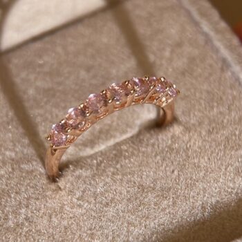 Lady couture ice pink seventh princess ring s925 silver plated 18k ring