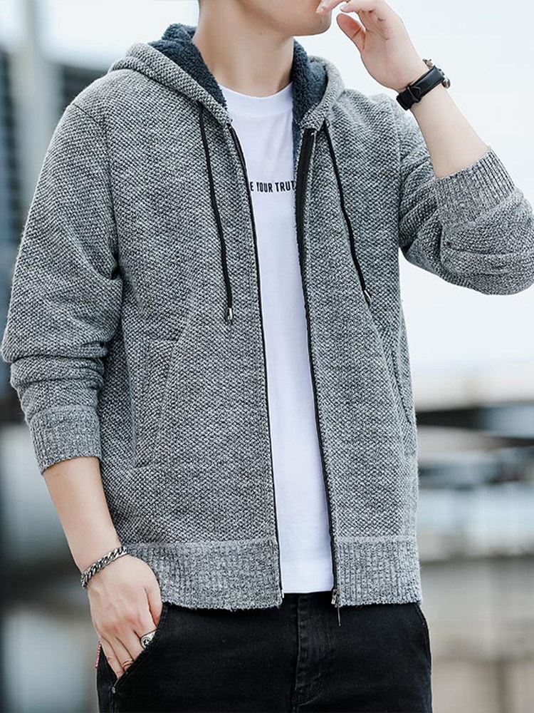 Men's coats spring and autumn trendy brand hooded sweater tops loose autumn and winter youth cardigans casual jackets for men