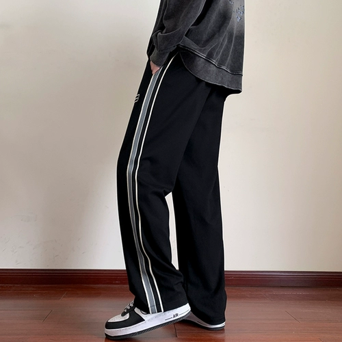 Демисезонные осенние спортивные штаны, свободный прямой крой, подходит для подростков, в американском стиле