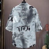 Трендовая рубашка, шелковая куртка, короткий рукав, оверсайз