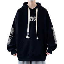 American hooded sweatshirt for men spring and autumn trendy brand printed loose long-sleeved T-shirt youth trendy casual tops