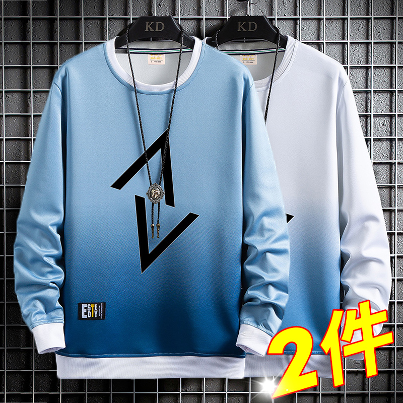 T-shirt long sleeve men's thick T-shirt autumn winter style trendy tide card undershirt male student relaxed handsome 100 lap dresses