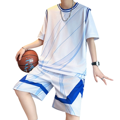 Летний спортивный костюм для отдыха, шелковые шорты, штаны, баскетбольная форма, комплект, короткий рукав, подходит для подростков