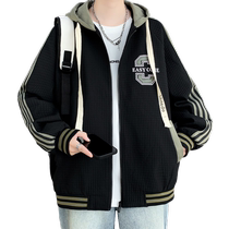 Mens Jackets Spring and Autumn 2024 New College Style Baseball Uniforms Mens Trendy Teenagers American Casual Hooded Jackets