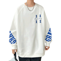 Mens sweatshirt summer trendy brand thin Hong Kong style round neck tops for boys spring and autumn letter print loose long sleeves