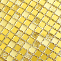 Three-color gold and silver tea 1cm granular glass mosaic tile TV Wall Mirror