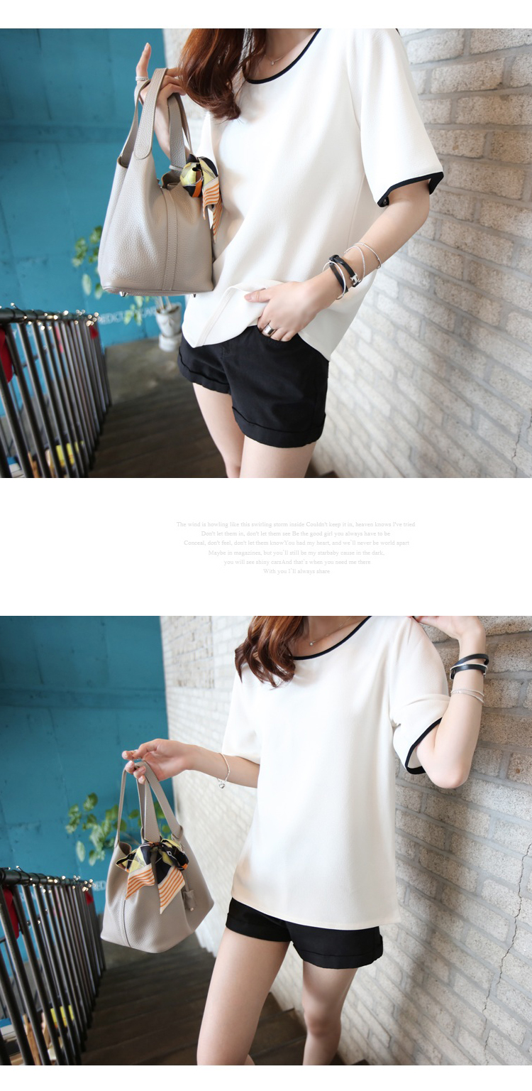 Mùa hè mới Han Fan thời trang tính khí áo sơ mi nữ đơn giản slim đồ ngủ lỏng kích thước lớn ngắn tay T-Shirt dịch vụ nhà đồ bộ mặc nhà mùa hè