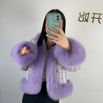 2022 winter new Haining fox fur coat womens thick white duck down jacket slim short