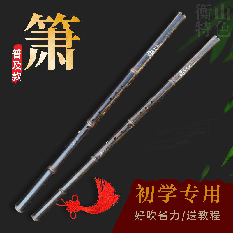 紫色の竹笛。短い笛、南方の笛、両手で吹く笛など、楽器の初心者向けガイド。長い笛用の小道具も掲載。