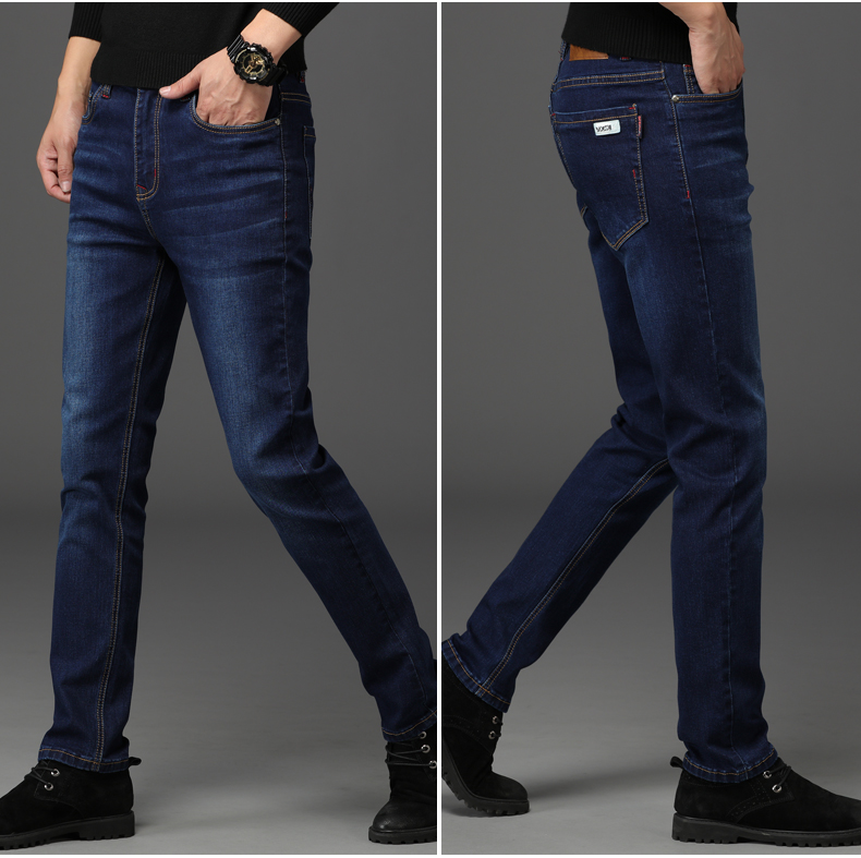 Mùa xuân và mùa thu mẫu cao co giãn Quần skinny jeans nam trẻ trung quần dài co giãn Phiên bản Hàn Quốc của nam giới size lớn - Quần jean quần baggy nam