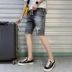 Mùa hè mỏng phần cũ 5 điểm quần jeans nam thanh niên lỗ thẳng nhúng dây năm điểm quần short thủy triều quần áo nam - Quần jean shop thời trang nam Quần jean