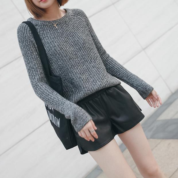 2018 thu đông mới quần da cỡ lớn quần short nữ 200 pounds chất béo thun co giãn eo cao đã mỏng bên ngoài mặc quần ống rộng quần cotton bó sát