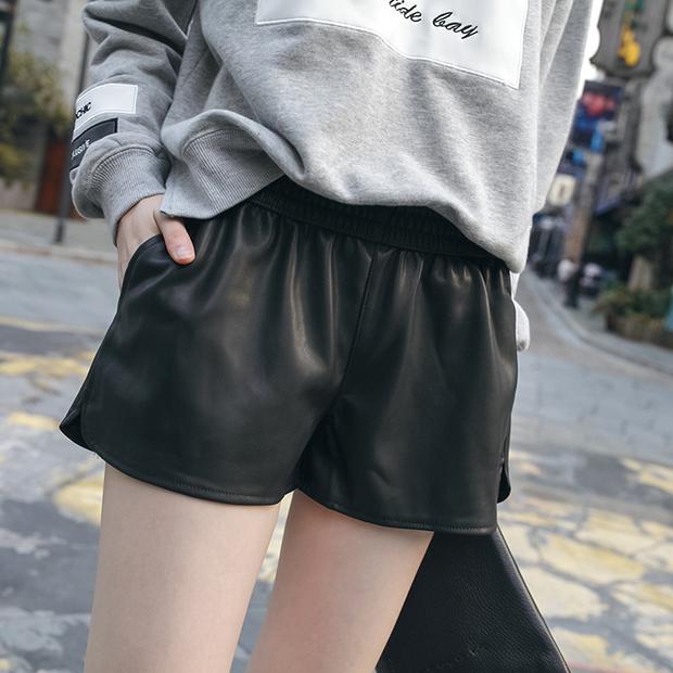 2018 thu đông mới quần da cỡ lớn quần short nữ 200 pounds chất béo thun co giãn eo cao đã mỏng bên ngoài mặc quần ống rộng quần cotton bó sát