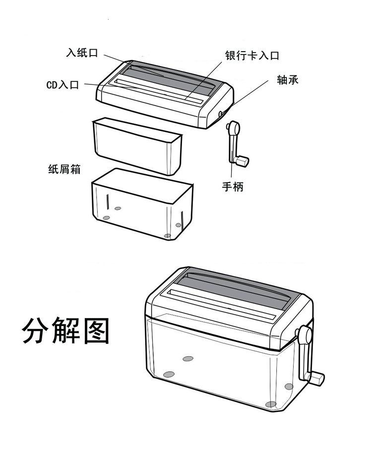 Jielisi 661 A4 phân đoạn tốt hướng dẫn sử dụng máy hủy tài liệu nhỏ Hộ gia đình văn phòng Thẻ tín dụng đĩa dễ vỡ - Máy hủy tài liệu