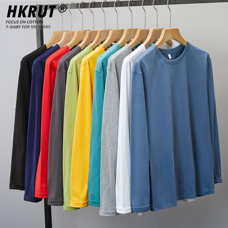 American-Style Heavyweight Pure Cotton White Long-Sleeve T-Shirt for Men, Spring Loose-Fitting Inner Top, Solid Color Pure Cotton Base Shirt, Autumn Shirt