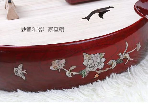 Trung úy Nhạc cụ Chuyên nghiệp Rosewood Pyrography Lily Redwood Shell Khắc Trung úy - Nhạc cụ dân tộc sáo ngọc