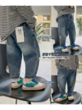 Весенние джинсы для мальчиков, детские осенние штаны для отдыха, в корейском стиле, детская одежда