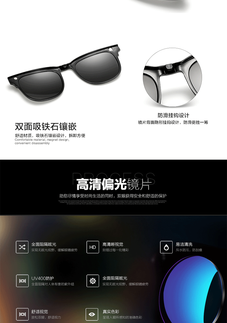 Kính retro khung nam và nữ phẳng gương năm mảnh từ tính gương phân cực kính râm kim loại nửa khung gương kính gọng kính tròn