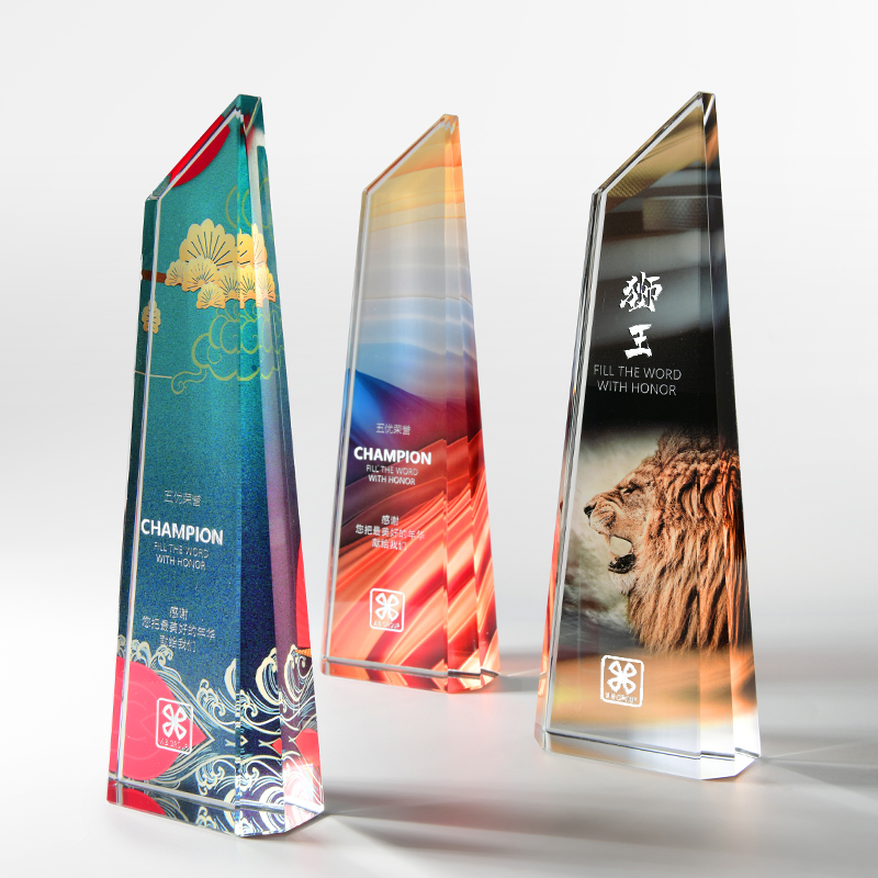 Creative Color Printing Crystal Trophy Develop the High-end Atmospheric Company Annual Meeting Employees Award Embroidery