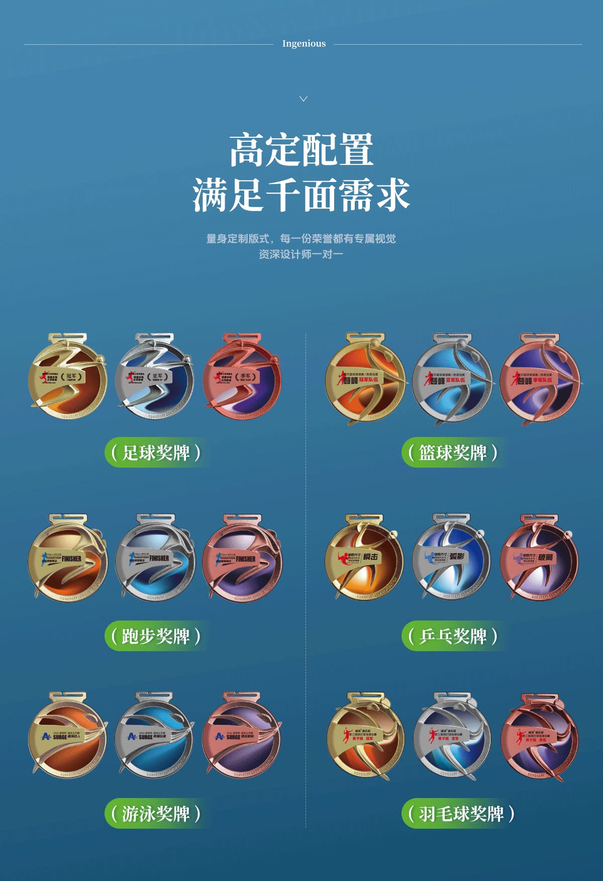Заказной трофеи/медали/награды/сертификаты 奖牌定制运动篮球足球乒乓球跑步游泳比赛金银挂牌荣誉奖章订做 Five distinctions still products