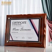 Walnut Wood Medals Customized Customized Letter of Appointment Certified Licensing Certificate Placing Business License Frame