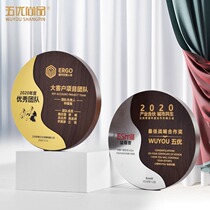 Round Authorization Brand Solid Wood Medals Customized Honor Joining Plaques Annual Awards Wood Certificate of Employment Letter