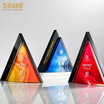 Triangle Double Crystal Trophy Customized High-grade Atmospheric Creative lettering 2021 New Medal Licensee