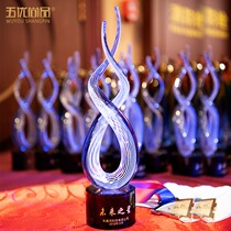 Glass trophy custom creative high-end atmospheric lettering custom company annual meeting excellent staff Competition Champion Award
