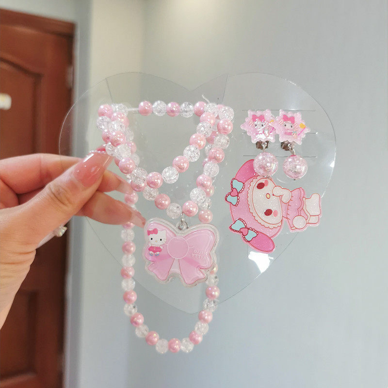 Ожерелье 六一儿童节礼物项链首饰套装戒指女童生日冰雪公主耳夹无耳洞手链 OTHER