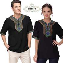 2019 Spring Dress New Round Collar Sky Mountain Beauty Wing National Loose Blouse Short Sleeve Cool T-shirt for men and women