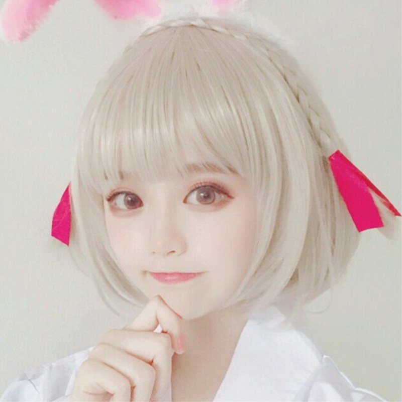 Women's Wave Head Short Fat Feigson Cos Wig Cd Changing Dress Everyday Fake Woolen Web Red Round Face Ziliu Sea Short Straight Hair