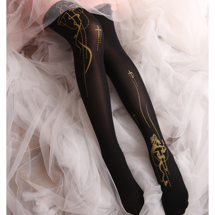 Autumn and winter Japanese retro Lolita cross girl pantyhose 120D bronzing cd cross-dressing fake girl cos stockings