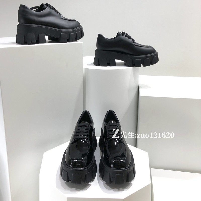 Liu Wen's thick-soled platform shoes women's 2022 new gear increase British style small leather shoes black patent leather shoes