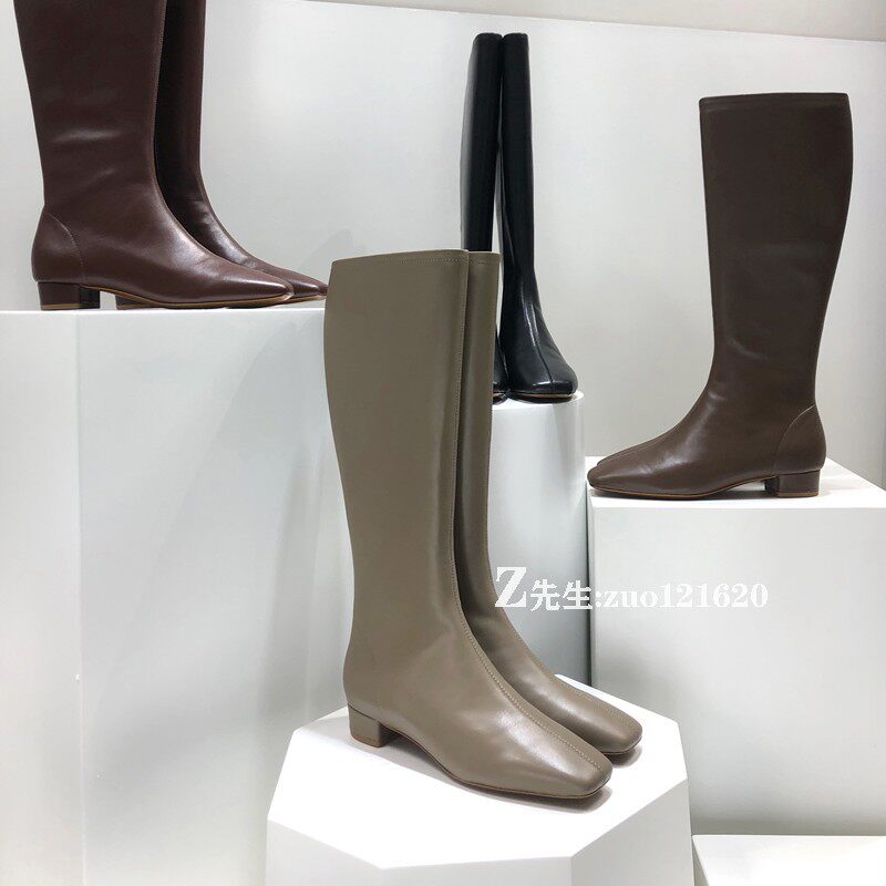 Riding boots women's high but knee boots leather straight boots long leather boots women's long boots are thin riding boots