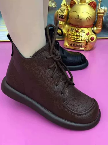 Martens, зимние туфли, флисовые короткие сапоги, ботинки для матери, из натуральной кожи, мягкая подошва