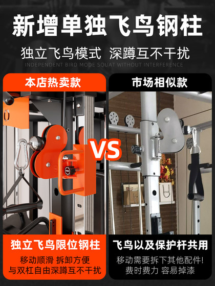 Smith Machine Multi-Functional Home Gym Equipment for Comprehensive Training, Including Bird Exercises, Squats, and Bench Press