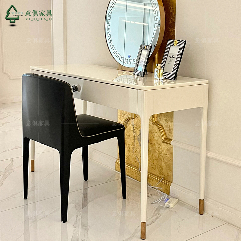 Italian-Style Minimalist Luxury Dressing Table with a High-End Feel, Makeup Table and Stool, Bedroom Full-Length Mirror, Integrated Storage Cabinet, 2023 New Model Italian-Style Minimalist Luxury Dressing Table with a High-End Feel, Makeup Table and Stool, Bedroom Full-Length Mirror, Integrated Storage Cabinet, 2023 New Model