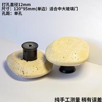 Natural marble travertine glass door handle coffee shop clothing store door handle modern simple single hole