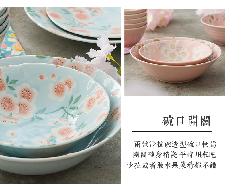 Tao interest in imported from Japan and creative dishes porcelain Japanese cherry blossom put ceramic bowl plate suit gifts