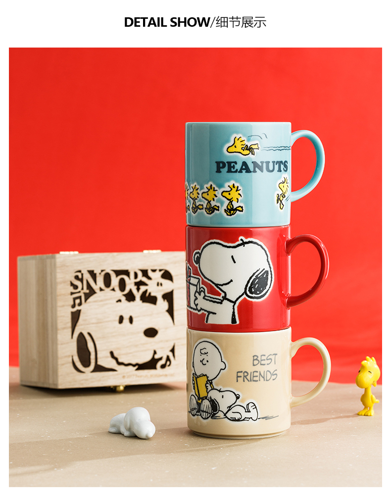 Charlie brown and SNOOPY SNOOPY cartoon glass ceramic cup household glass mugs dab ZiMu box