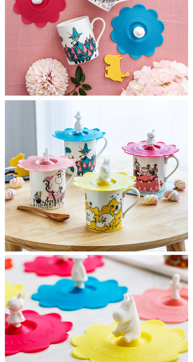Domestic cartoon express Moomin Moomin ceramic cup with cover cup water containing silicone lid keller cup