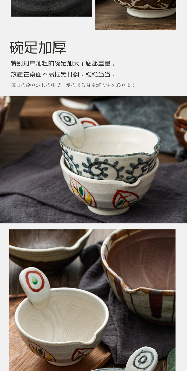 Hand - made ceramic grinding bowl imported from Japan to send the food mill grinding rods Japanese household consisting of the tools