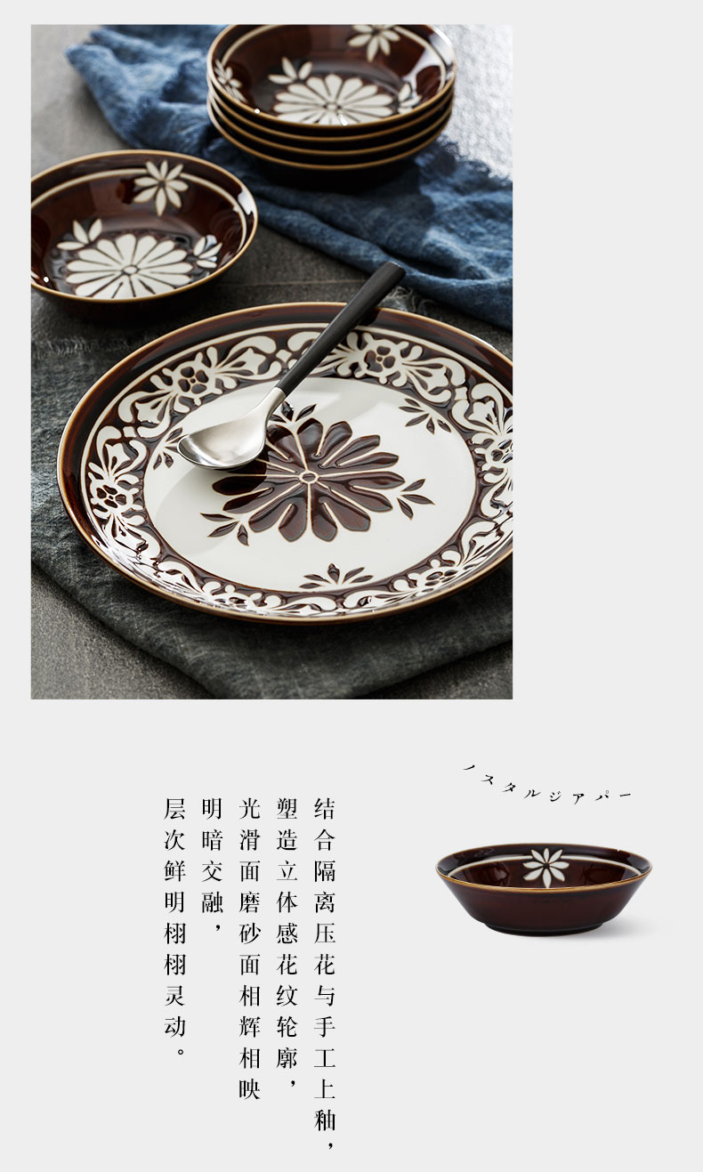 European - style checking ceramic bowl such as bowl household dish dish dish box 6 dishes cutlery sets imported from Japan